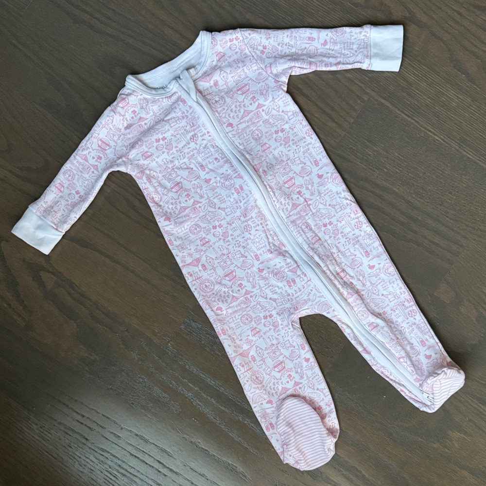 Joy Street Boston Zip Baby Onesie Pink 3-6M | Pima Cotton